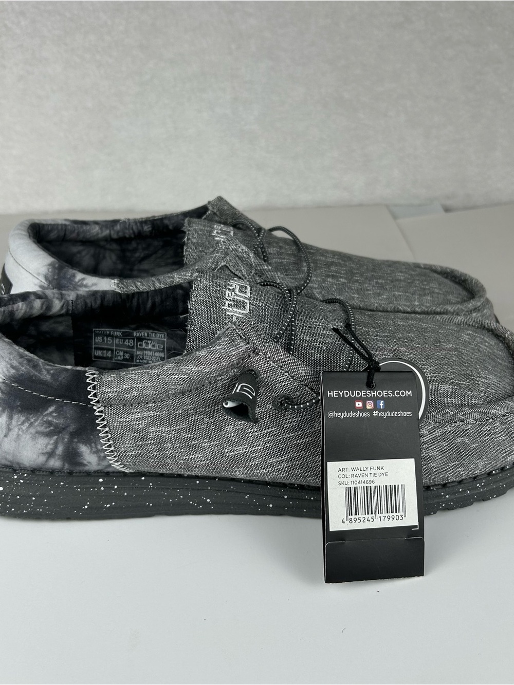 NEW: Hey Dude Wally Funk Slip-On Shoes in Gray men size 15 tie dye